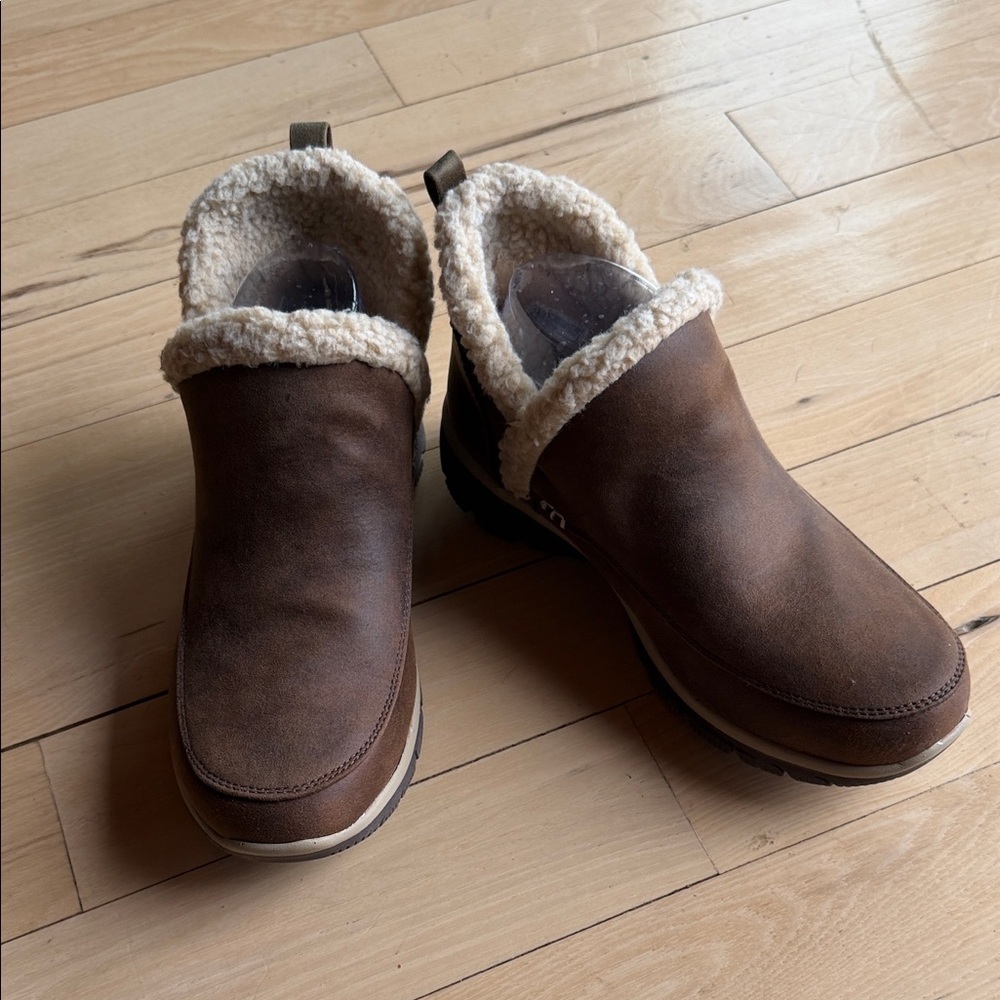 Skechers Relaxed Fit Brown Faux Fur Lined Ankle Boots Air-Cooled Memory Foam